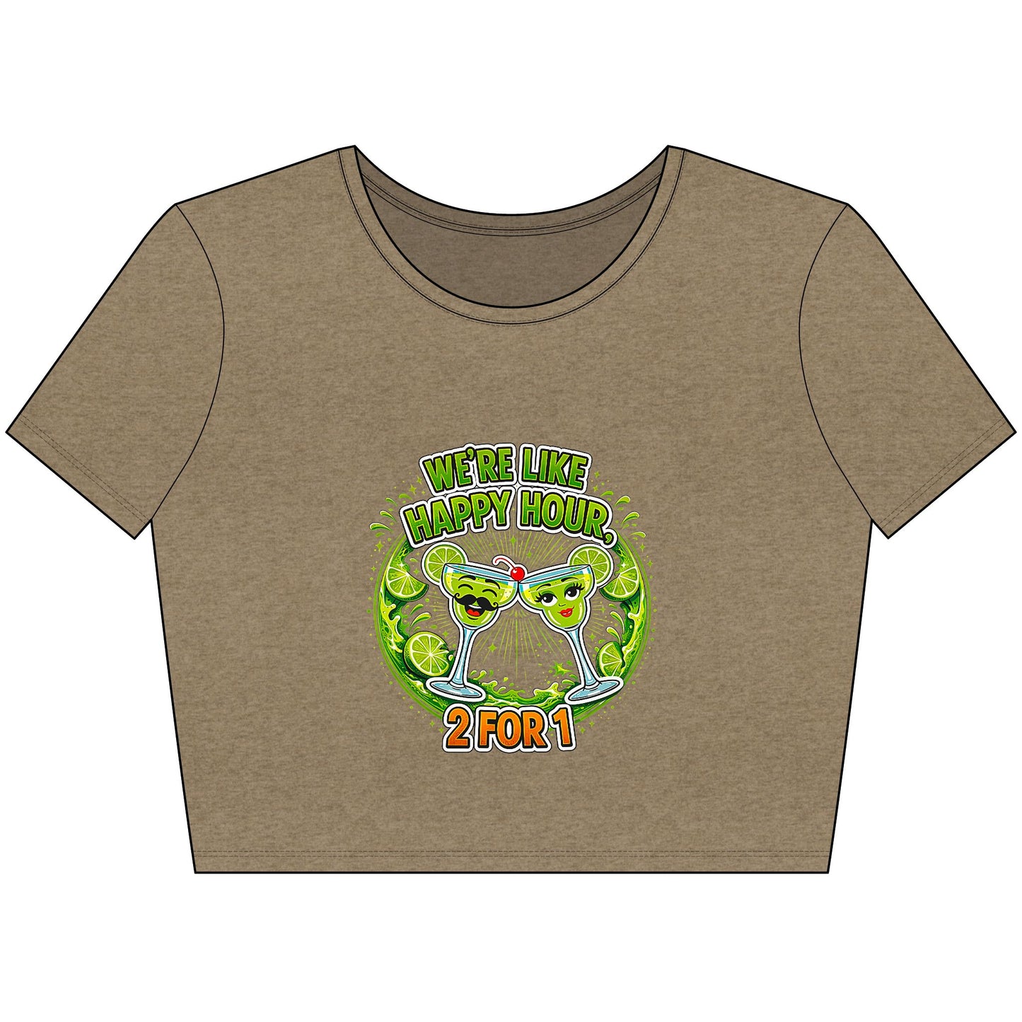 Top corto Margarita divertido: "We’re Like Happy Hour, 2 For 1" - Camiseta de pareja adorable - Top para fiesta de verano