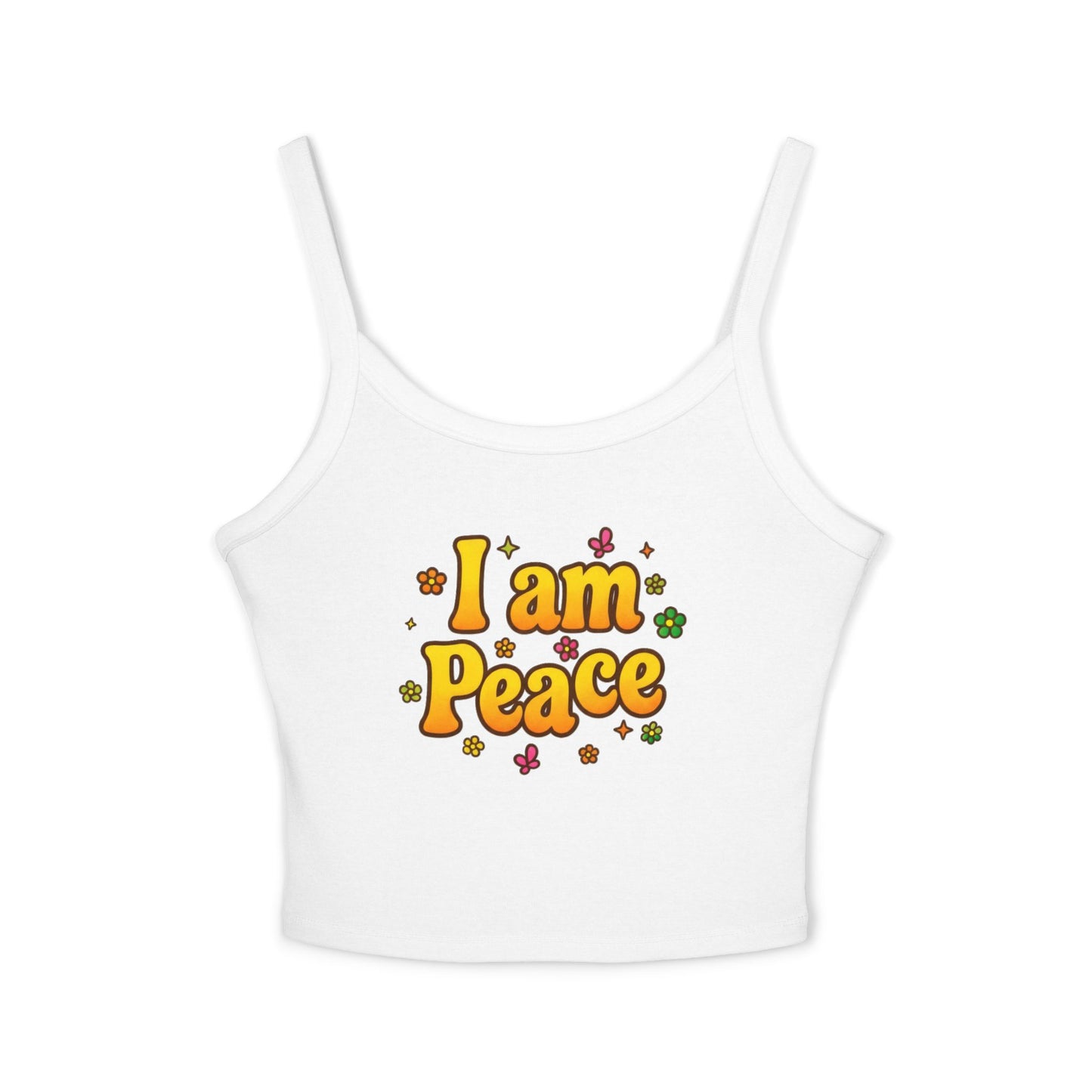 🔥 I'm Peace -Spaghetti Strap Tank top- Groovy Matching Retro Shirt, bright 70's vibe, Couple shirt