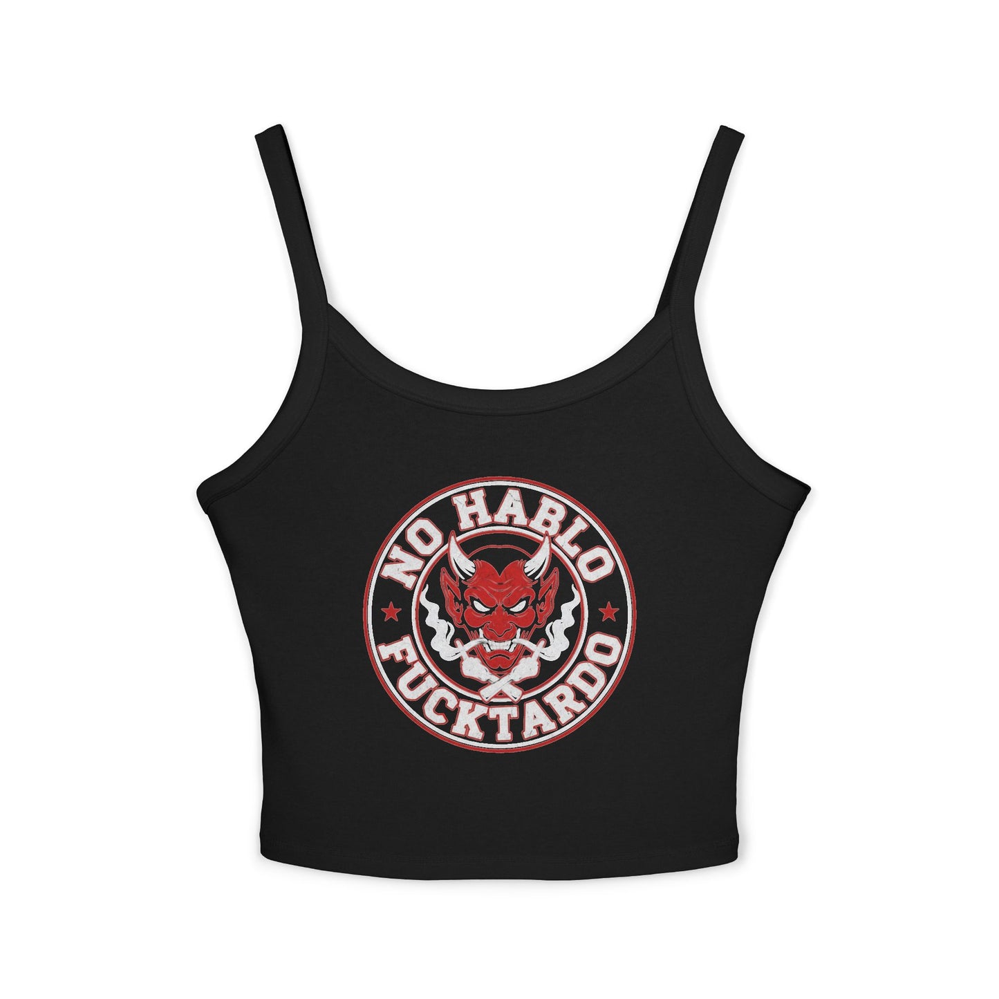 🔥 No Hablo Fucktardo – Devil Mode 😈  Spaghetti Strap Crop Top