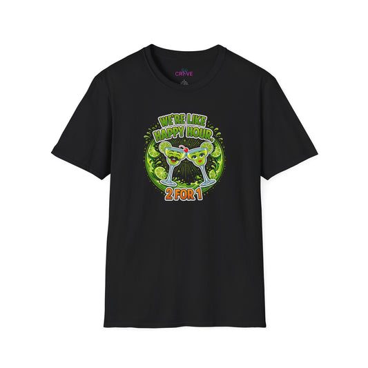 Camiseta unisex divertida de la "Happy Hour: perfecta para fiestas y cócteles