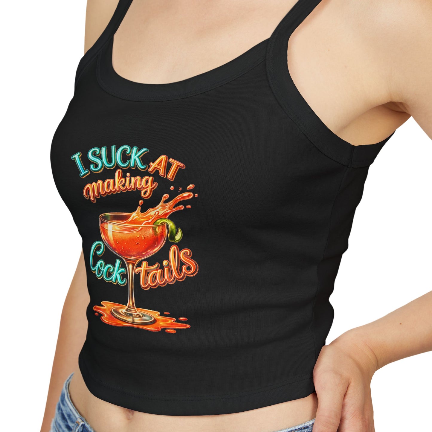 🔥 I Suck at Making Cocktails – Spaghetti Strap Crop (Vertical) 🍸