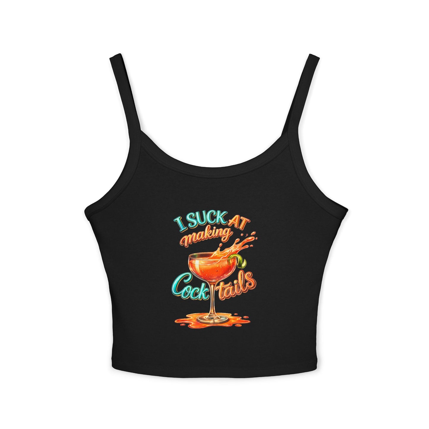 🔥 I Suck at Making Cocktails – Spaghetti Strap Crop (Vertical) 🍸