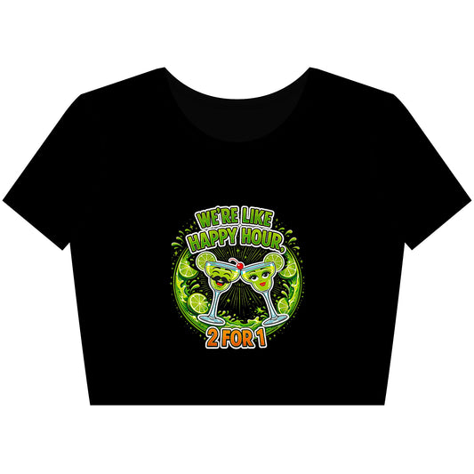Top corto Margarita divertido: "We’re Like Happy Hour, 2 For 1" - Camiseta de pareja adorable - Top para fiesta de verano