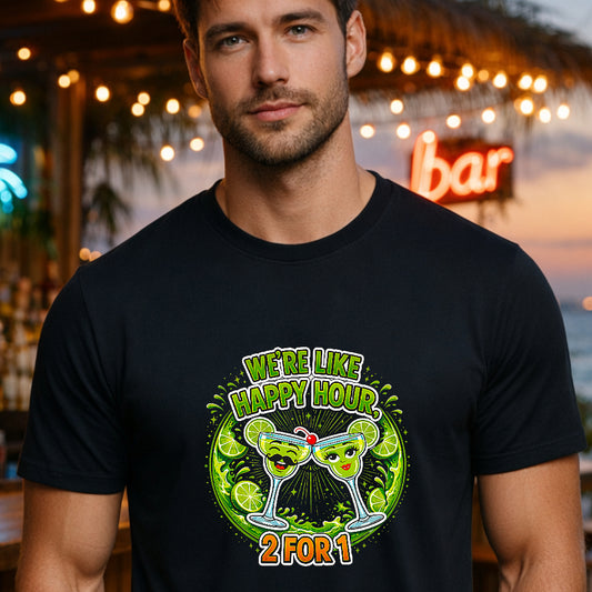 Funny Happy Hour Unisex T-Shirt - Perfect for Parties & Cocktails