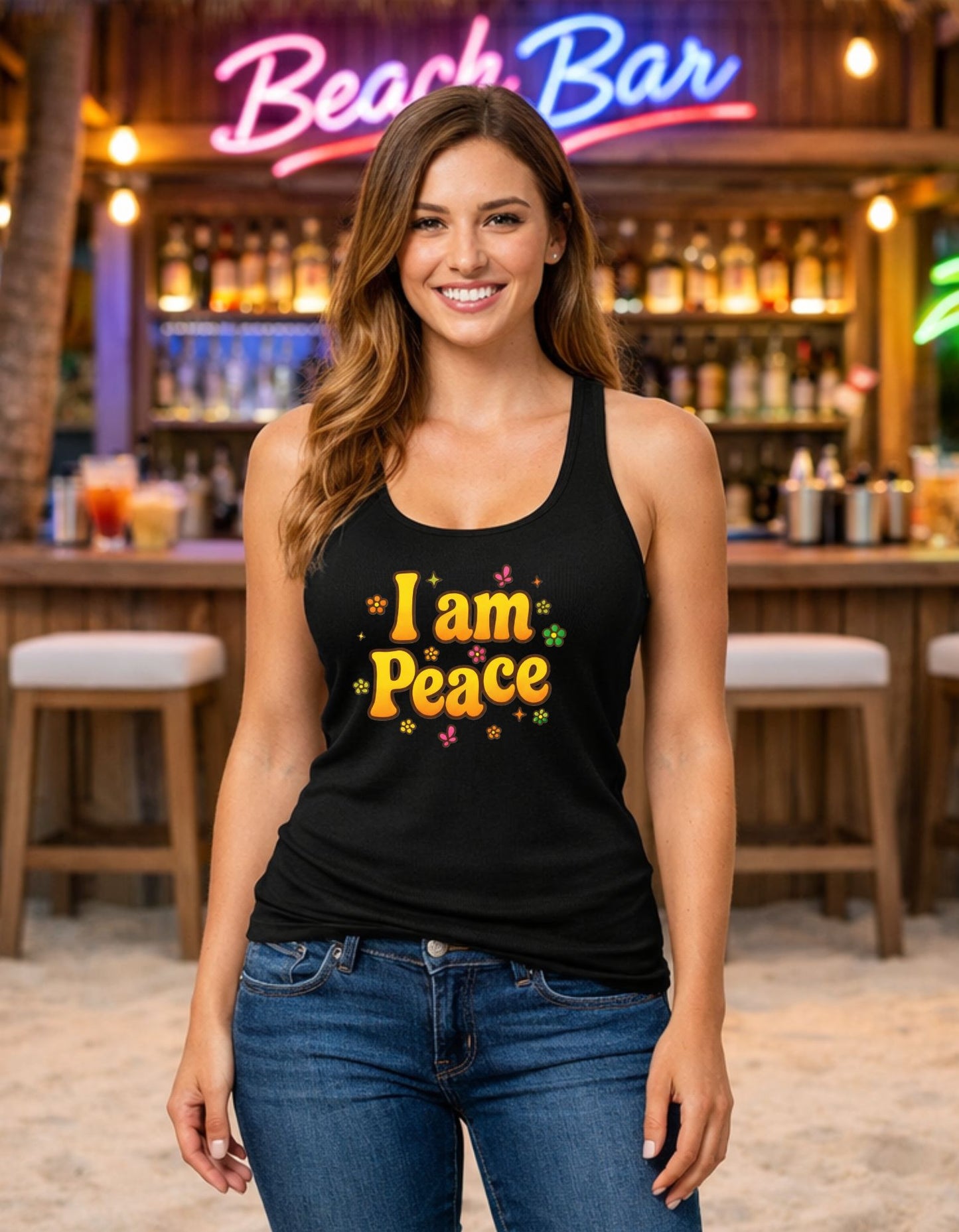 🔥 I'm Peace - Tank top- Groovy Matching Retro Shirt-, bright 70's vibe, Couple shirt
