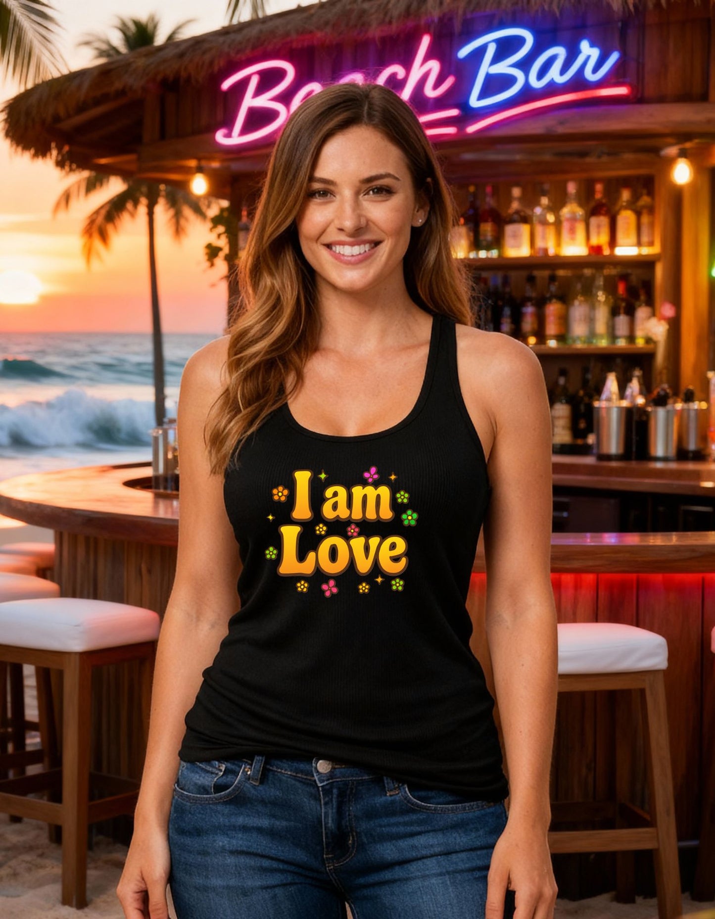 I'm Love - TANK TOP - Groovy Matching Retro Shirt-  bright 70's vibe, Couple shirt