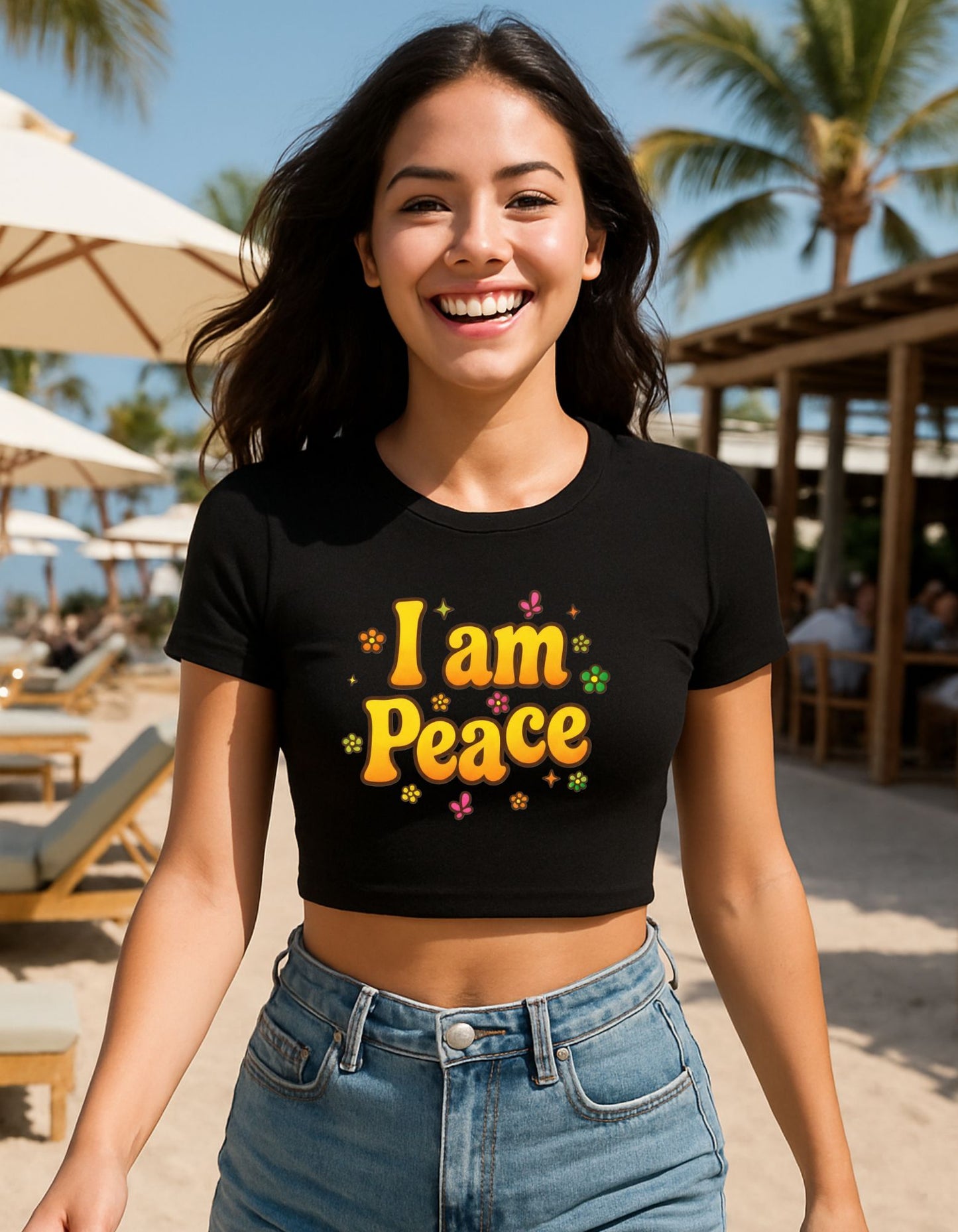 🔥 I'm Peace - Crop top- Groovy Matching Retro Shirt-, bright 70's vibe, Couple shirt