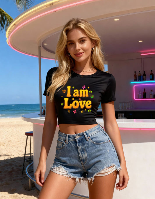 I'm Love - Crop top- Groovy Matching Retro Shirt-, bright 70's vibe, Couple shirt