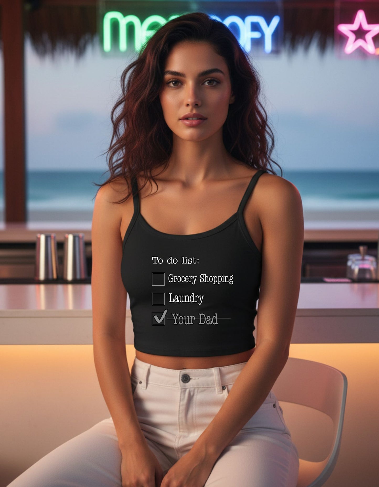 🔥 To-Do List Spaghetti Strap Crop Tank Top – Priorities Edition - Your Dad