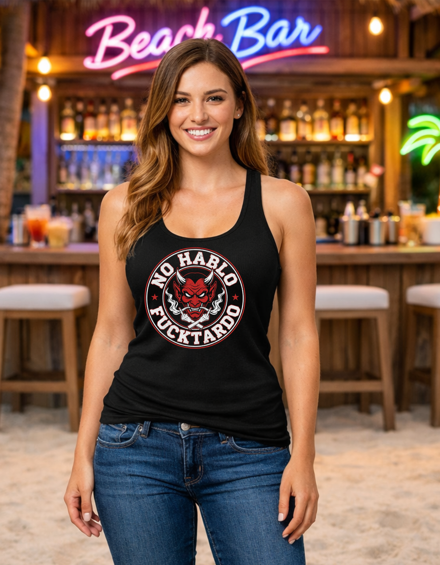🔥 No Hablo Fucktardo – Devil Mode 😈  Women’s Racerback Tank