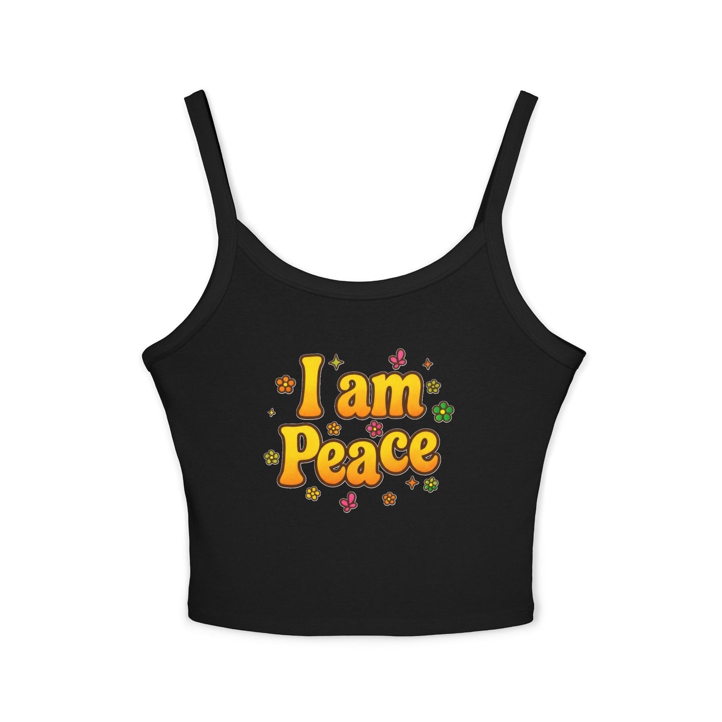 🔥 I'm Peace -Spaghetti Strap Tank top- Groovy Matching Retro Shirt, bright 70's vibe, Couple shirt