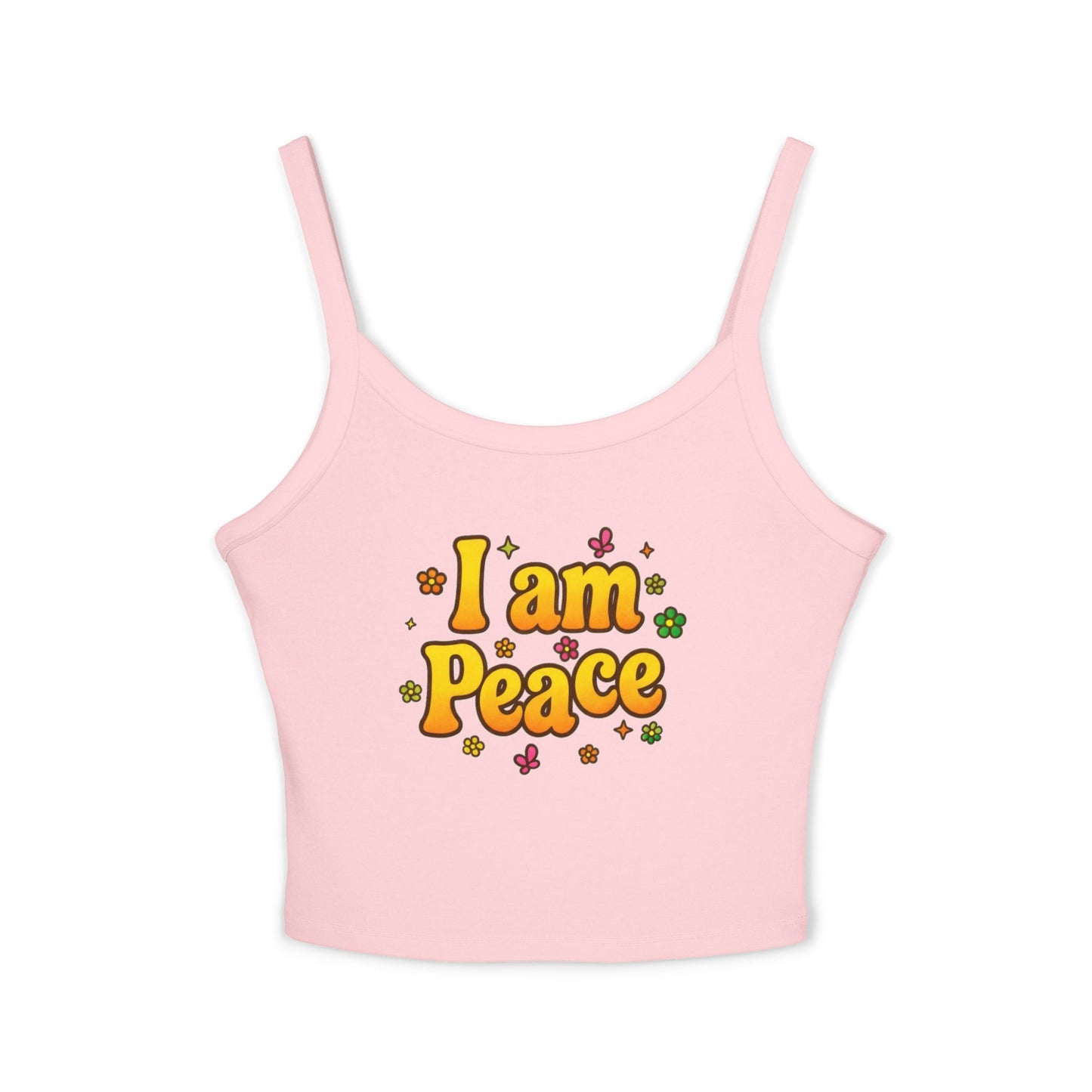 🔥 I'm Peace -Spaghetti Strap Tank top- Groovy Matching Retro Shirt, bright 70's vibe, Couple shirt