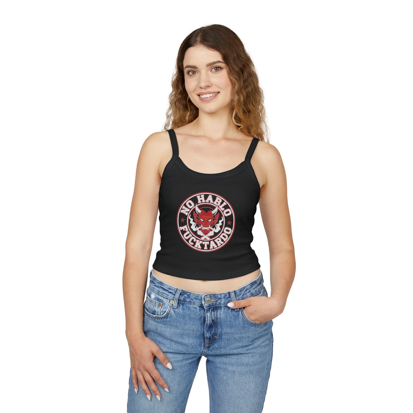 🔥 No Hablo Fucktardo – Devil Mode 😈  Spaghetti Strap Crop Top